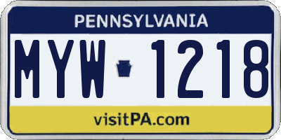 PA license plate MYW1218