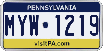 PA license plate MYW1219