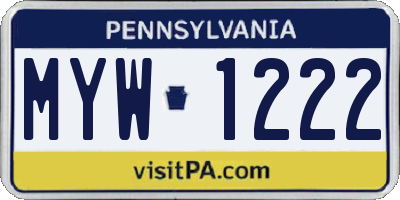 PA license plate MYW1222