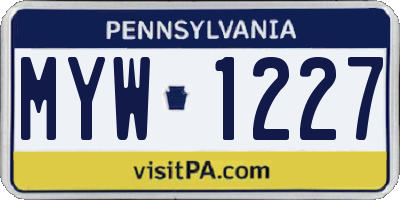 PA license plate MYW1227