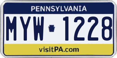 PA license plate MYW1228