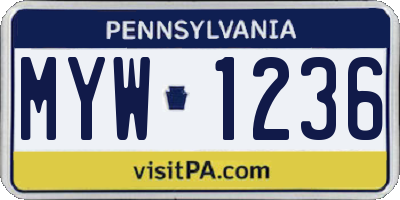 PA license plate MYW1236