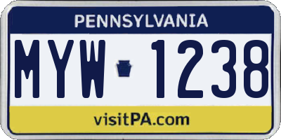 PA license plate MYW1238