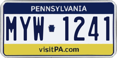 PA license plate MYW1241