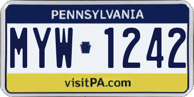 PA license plate MYW1242
