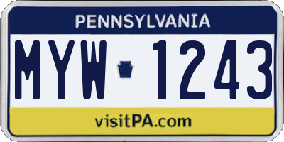 PA license plate MYW1243