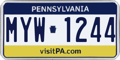 PA license plate MYW1244