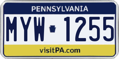PA license plate MYW1255