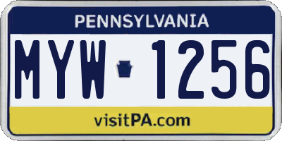 PA license plate MYW1256