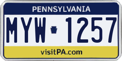 PA license plate MYW1257