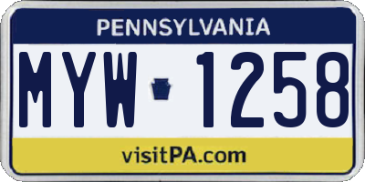 PA license plate MYW1258