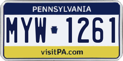 PA license plate MYW1261