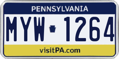 PA license plate MYW1264