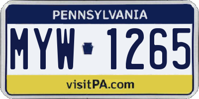 PA license plate MYW1265