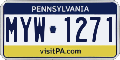 PA license plate MYW1271