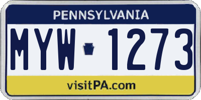 PA license plate MYW1273