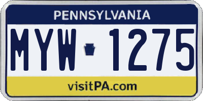 PA license plate MYW1275