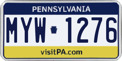 PA license plate MYW1276