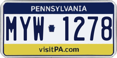 PA license plate MYW1278