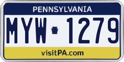 PA license plate MYW1279
