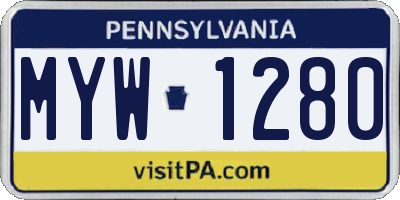 PA license plate MYW1280