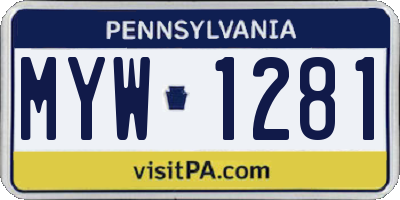 PA license plate MYW1281