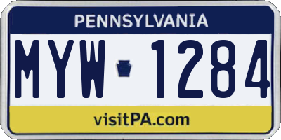 PA license plate MYW1284