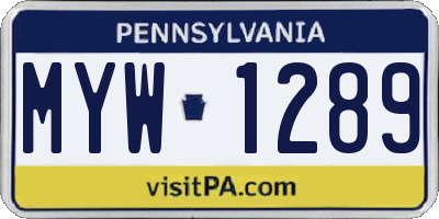 PA license plate MYW1289