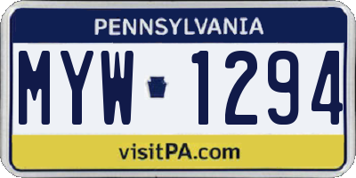 PA license plate MYW1294