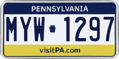 PA license plate MYW1297
