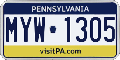 PA license plate MYW1305