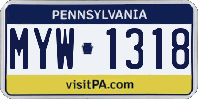PA license plate MYW1318