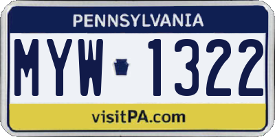 PA license plate MYW1322