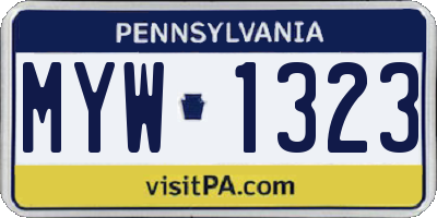 PA license plate MYW1323