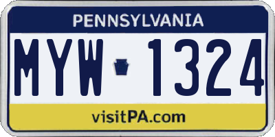PA license plate MYW1324