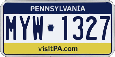 PA license plate MYW1327