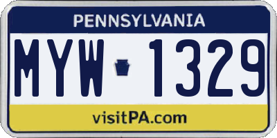 PA license plate MYW1329