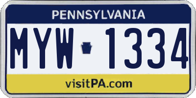 PA license plate MYW1334