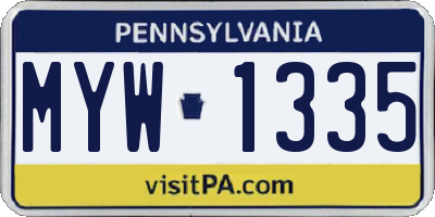 PA license plate MYW1335