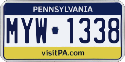PA license plate MYW1338