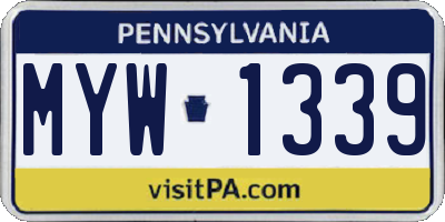 PA license plate MYW1339
