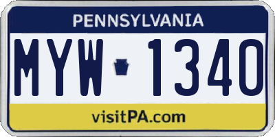 PA license plate MYW1340