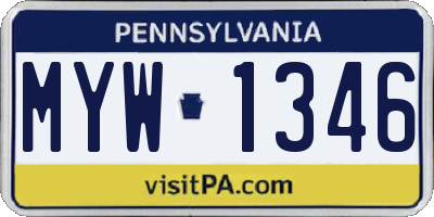 PA license plate MYW1346