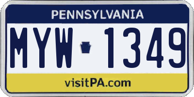 PA license plate MYW1349