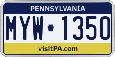 PA license plate MYW1350