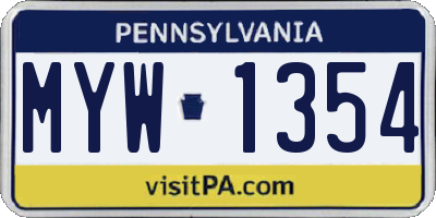 PA license plate MYW1354