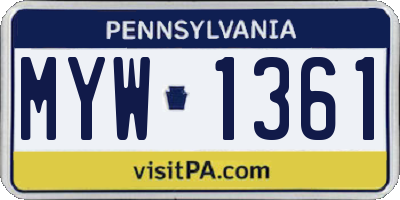 PA license plate MYW1361
