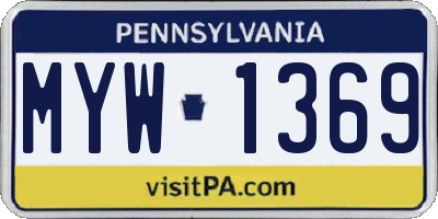 PA license plate MYW1369