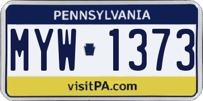 PA license plate MYW1373