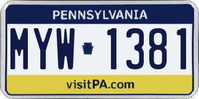 PA license plate MYW1381